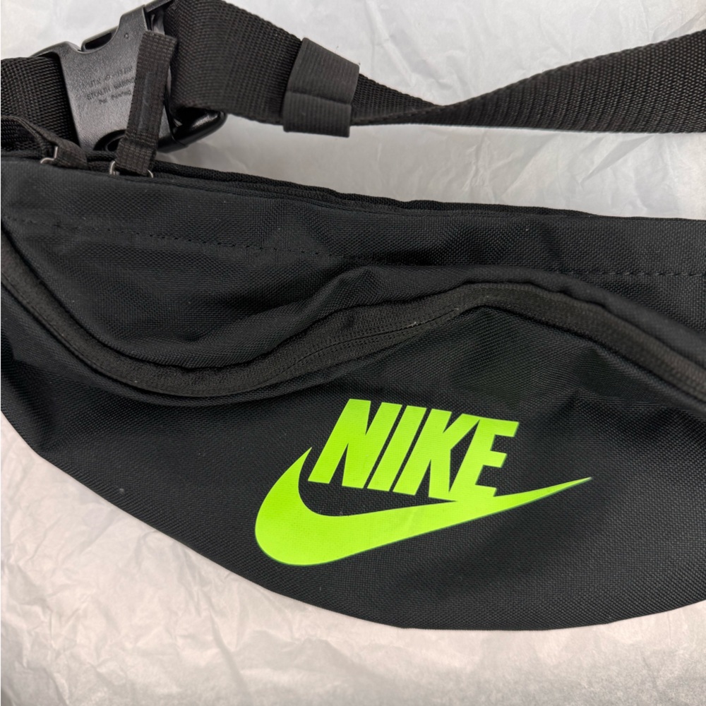 Nike Black Belt Bag with Neon Green Logo